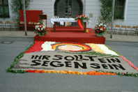 Blumenteppich des Altars vor dem Rathaus